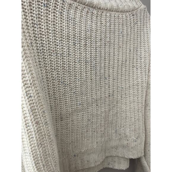 Le Lis Oversized Wool-Blend Cable Knit Cropped V-Neck Cream Sweater Size Large - Picture 10 of 10